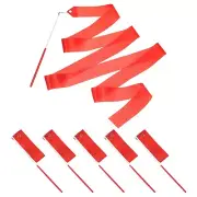 Dance Ribbons, 6Pcs 78.7 Inch Gymnastics Streamers for Gifts, Dancing, Red
