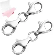 925 Sterling Silver Double Lobster Claw Clasps,Necklace Extender Double Neckl...
