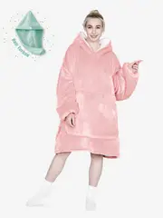 Advwin Wearable Blanket Oversized Comfort Hoodie Adult Light Pink