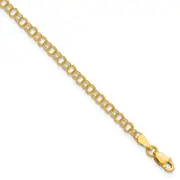 7 Inch 14K 3.5mm Solid Double Link Charm Bracelet
