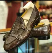 Handmade Men's Leather Shoes, Double Monk Strap Formal Dress Casual Shoe