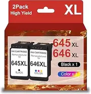 PG-645XL / CL-646XL Ink Value Pack Compatible with Canon 645XL 646XL PG645 CL646 for PIXMA MG2460 MG2560 MG2960 MG2965, TS3160 TS3360 TS3365, TR4560(1 Black,1 Tri-Color)