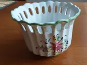 Vintage Vestal Porta Portugal Hand Painted Reticulated Planter Candy Bowl
