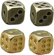 WHAMVOX Solid Brass Dice Set Nightclub Game Props Decorative Dice Adornment Bar Pub Decor Random Color