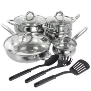 Gibson Home Ancona 12-Piece Stainless Steel Belly-Shaped Cookware Set