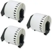 BETCKEY - 3 Rolls DK-22205 Labels, 62mm x 30.48m, Black on White, 3 Continuous Length Paper Labels Using for Brother QL Label Printers