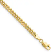 14K Solid Yellow Gold 3.5mm Miami Cuban Curb Link Chain Anklet Bracelet