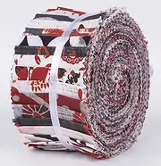 [Soimoi] 40Pcs Block Print Cotton Precut Fabrics for Quilting Craft Strips 2.5x42inches Jelly Roll - Red