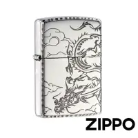 在飛比找momo購物網優惠-【Zippo】騰龍雲出-銀色-防風打火機(美國防風打火機)