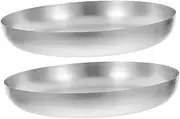 Ciieeo 2Pcs Stainless Steel Round Plates Versatile Appetizer Dessert Serving Trays for Food Presentation for Parties Everyday Use Lightweight Portable Silver