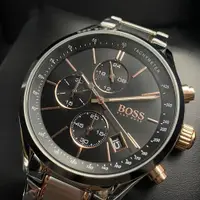 在飛比找ETMall東森購物網優惠-BOSS手錶, 男錶 44mm 銀圓形精鋼錶殼 黑色三眼錶面