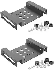2PCS 5.25 Inch to 2.5 Or 3.5 Inch Internal Hard Disk Drive Mounting Kit with Screws and Shock Absorption Rubber Washer Aluminum Hard Drive Mounting Brackets Black