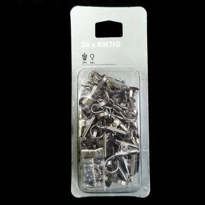 IKEA RIKTIG WINDOW TREATMENT HARDWARE / CURTAIN HANGING HOOKS with CLIPS / 24