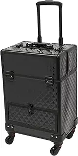 [EcoTypee] Rolling Makeup Trolley Case, Makeup Train Case with Keys Swivel Wheels, Makeup Suitcase Organizer on Wheels for Nail Tech Hairstylists, Black 1, Modern