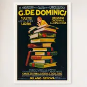Galrie Charming Vintage Advertising Poster by G. De Dominici Books Perfect for Home, White Frame, A4 21 x 30cm (8 x 12inch)