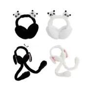 Cartoon Panda Ear Muffs for Women and Kids Girls Boys Ear Moving Ear Warmer