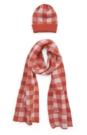 BP. Beanie & Scarf Set LV5 Red & Pink One Size