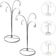 HOHIYA 2 Pcs Ornament Display Stand Holder Hook Hanger 12 Inch 4 Arms for Crystal Suncatcher Glass Bauble Ball Dog Cat Glass Photo Christmas Xmas Easter Home Party Craft Decorations Chrome Silver