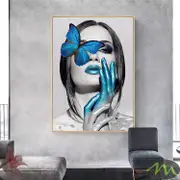 Black blue butterfly Canvas Print
