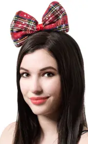 Tartan Womens Red Christmas Bow On Headband