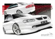 HOLDEN VT SS COMMODORE HERON WHITE A2 FRAMED PRINT (HC09D)