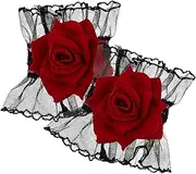 [TENDYCOCO] 1 Pair Lace Sleeves Victorian Accessories Gothic Wedding Gloves Artificial Wrist Corsage Fancy Gloves Gothic Hand Accessories Vampire Costume for Black Polyester