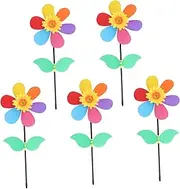 Vaguelly 1set Sunflower Windmill Patio Decorations Outdoor Festival Flag Pole Pinwheel Reflective Windmills for Garden Animal Windmill Windsock Wind Windmill Outdoor Plastic 5pcs