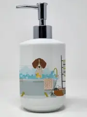 Red Piebald Dachshund Ceramic Soap Dispenser Hand Soap Dispenser Pump Bottles
