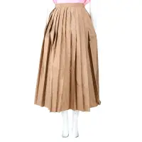 在飛比找Yahoo奇摩購物中心優惠-MAX MARA Afro 駝色絲質混紡打褶長裙