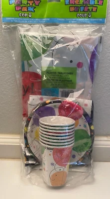 New "Breezy Birthday" Party Pack For 8: Table cover, Cups, Plates, & Napkins