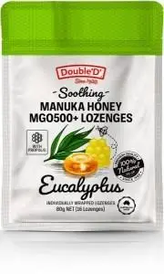 Double D Manuka Honey MGO500+ 16 Lozenges Eucalyptus w/Propolis G/F 80g