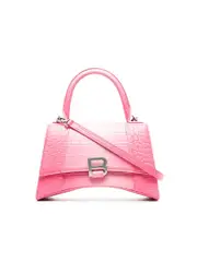 Balenciaga Hourglass Small Handbag Crocodile Embossed in Pink