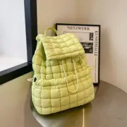 NNEDSZ Lightweight Quilted Nylon Backpack with Adjustable Straps - Light Green