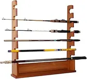 6 Holes Billiard Cue Storage Rack, Double Function Wall/Table Wooden Pool Cue Rack, Used in Game Room Living Room Billiard Room -A