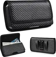 ACCKUO Phone Holster Men for iPhone SE (2022/2020), 13 mini, 12 mini, 7, 8, Galaxy S10e, Phone Belt Holder with Clip, Carbon Fiber Black, S