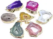 [LHJ] 5 Pcs Natural Stone Pendants Random Irregular Shape Healing Geode Agate Charms for Jewelry Making Necklace Gift