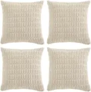 4 Packs Boho Cream Decorative Throw Pillow Covers 16X16 Inch for Living Room Cou