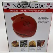 Nostalgia My Mini HEART Waffle Maker 5" Cooking Surface Red NEW