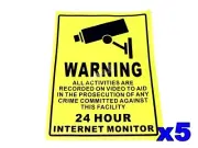 From OZ Quality 5PC SECURITY CAMERA WARNING SIGN FOR PREMESIS SHOP STICK ON +