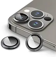 JETech Camera Lens Protector for iPhone 13 Pro 6.1-Inch and iPhone 13 Pro Max 6.7-Inch, 9H Tempered Glass Metal Individual Ring Cover, HD Clear, 1 Set (Graphite)