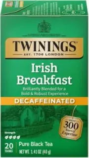 TWININGS IRISH BREAKFAST DECAFFEINATED 20 TEA BAGS - PACK OF 3