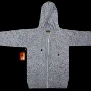 MEN HANDMADE ANDEAN ALPACA SOLID LIGHT GRAY ZIP HOODIE SWEATER SZ S