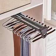 Pull Out Closet Rod, Bearing 38kg Retractable Valet Rod, Aluminum Alloy Pull-out Clothes Rail, Double Row Silent Slide Rail Extendable Pants Rack, Retractable Storage Wardrobe Hanger (Size : 11rod+