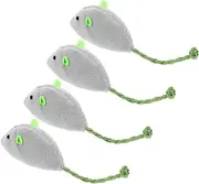 Totority 4pcs Plush Mouse Teething for Cats Realistic Chew Exercise with Wobbling Mechanism Safe Plush Material for Indoor Cats Fun and Engagement