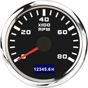 ZFGVGNMTYA Boat RPM Tachometer 52MM Tacho Meter with LCD Hourmeter Red Backlight Car Tachometer for Motorcycle 12V/24V Car Tachometer(8000 RPM BS)