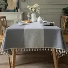 Modern Rectangle Tablecloth Tassel Table Cloth Table Cover Linen Kitchen Dining