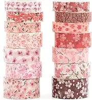 14 Rolls Sakura Washi Tape Set Flowers Arts Adhesive Tapes Cherry Blossom Decorative Masking Tape Sets for Craft, Kids, Scrapbook, DIY, Gift Wrapping (Blush Petals)
