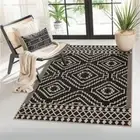 Moroccan Easy Jute Area Rug, 3x5 Entryway Rug Indoor Outdoor 3' x 5' Black-1
