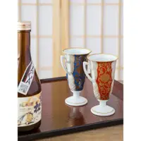 在飛比找ETMall東森購物網優惠-現貨 一丁目日本進口有田燒陶瓷手繪金彩高腳杯酒杯對杯情侶杯