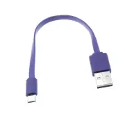 MicroUSB Short USB Cable Purple Charger Cord Power Wire Flat for Smartphones